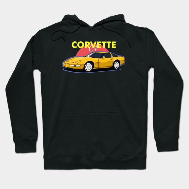 chevy corve c4 American car Hoodie by masjestudio